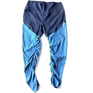 Zyia Active Womens Blue Parallel Luxe Ribbed Ruched 26in Leggings Size‎ 12